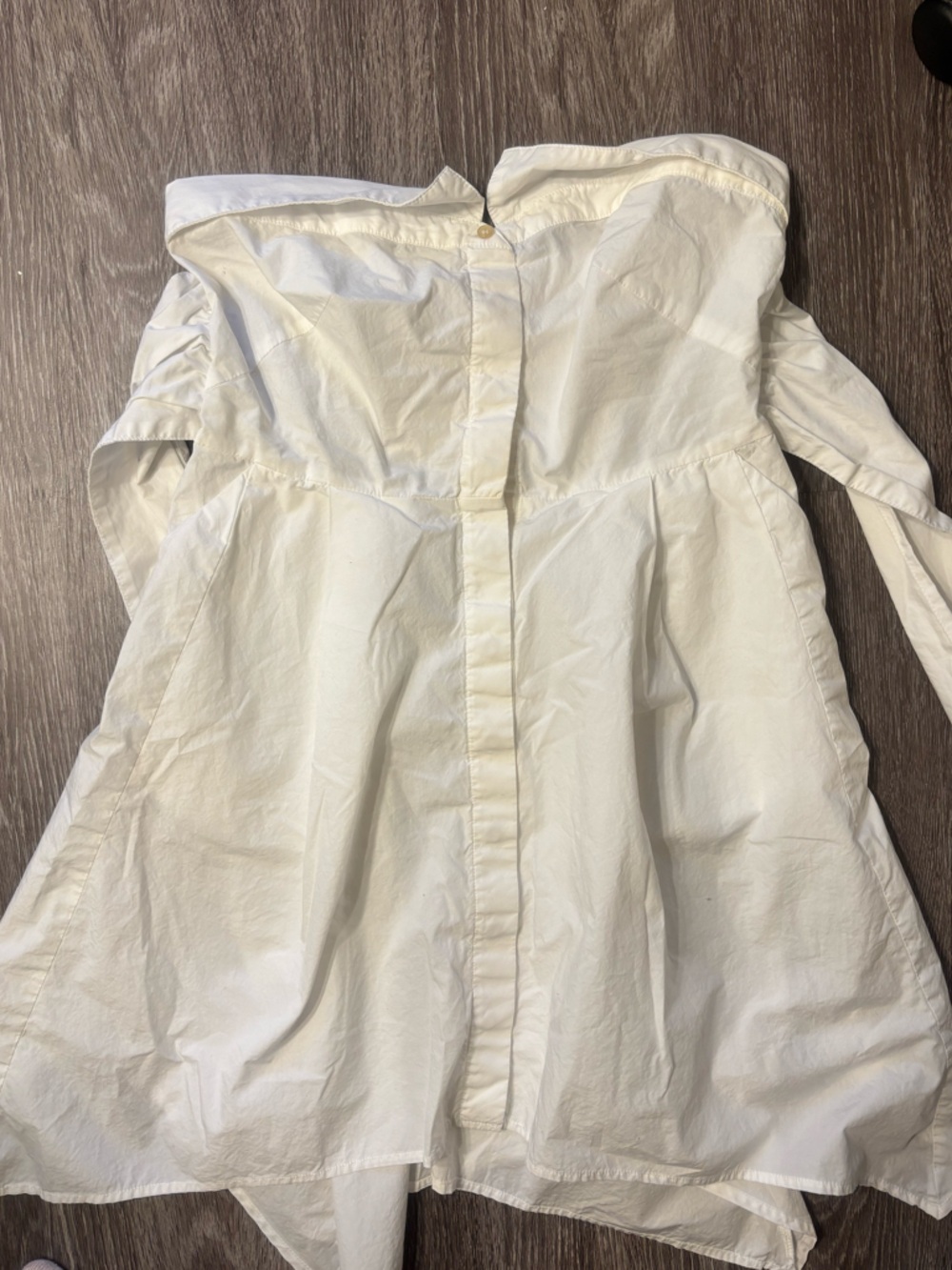 Free People White Strapless Button-Front Cotton Poplin Mini Dress